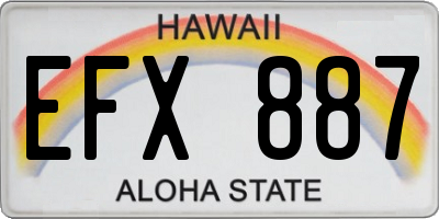 HI license plate EFX887