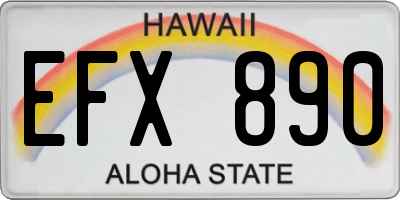 HI license plate EFX890