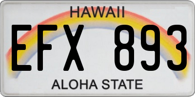 HI license plate EFX893