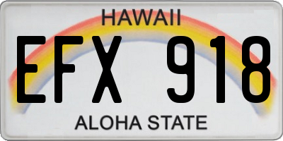 HI license plate EFX918