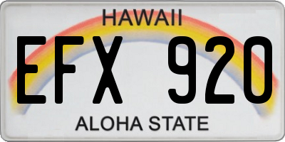 HI license plate EFX920