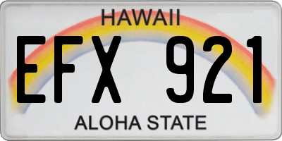 HI license plate EFX921