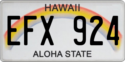 HI license plate EFX924