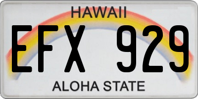 HI license plate EFX929