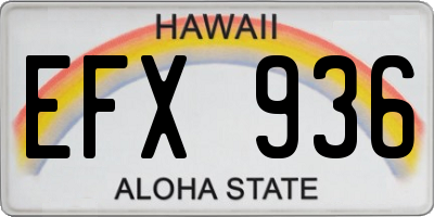 HI license plate EFX936