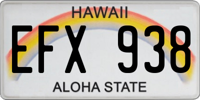 HI license plate EFX938