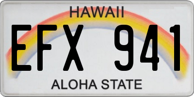 HI license plate EFX941
