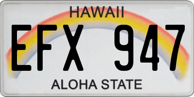 HI license plate EFX947