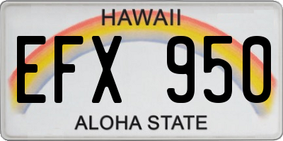 HI license plate EFX950