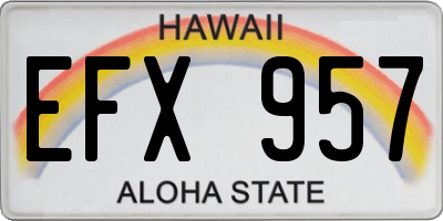 HI license plate EFX957