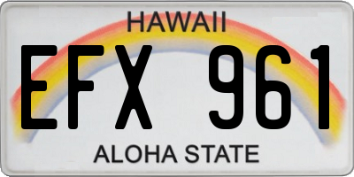 HI license plate EFX961