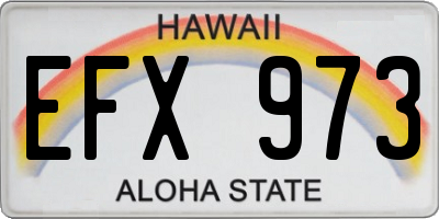 HI license plate EFX973