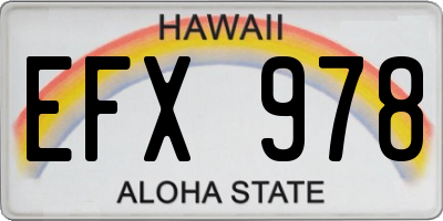 HI license plate EFX978
