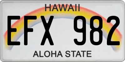 HI license plate EFX982
