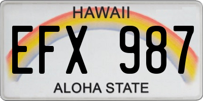 HI license plate EFX987