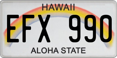 HI license plate EFX990