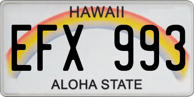 HI license plate EFX993