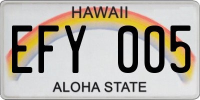 HI license plate EFY005