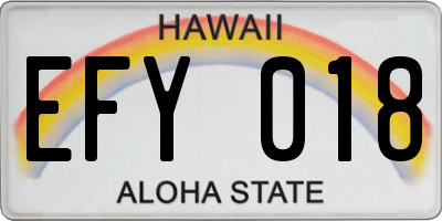 HI license plate EFY018