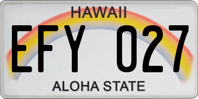 HI license plate EFY027