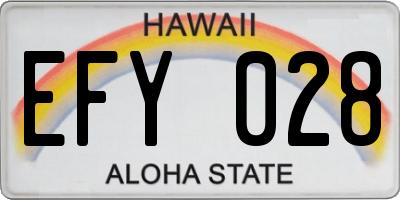 HI license plate EFY028