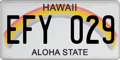 HI license plate EFY029