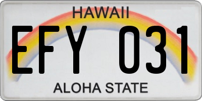 HI license plate EFY031