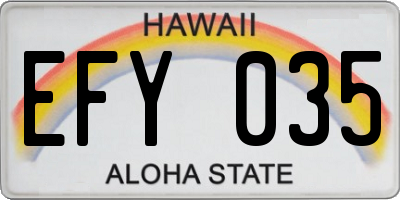 HI license plate EFY035