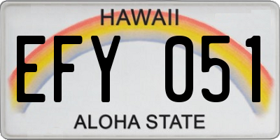 HI license plate EFY051