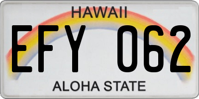 HI license plate EFY062