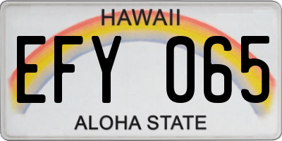 HI license plate EFY065