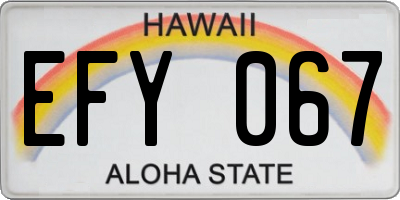 HI license plate EFY067