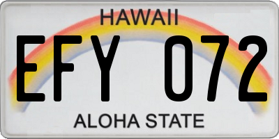 HI license plate EFY072