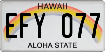HI license plate EFY077