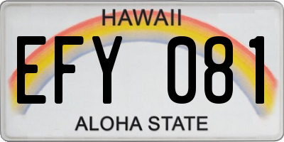 HI license plate EFY081