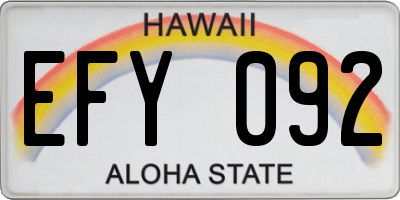 HI license plate EFY092