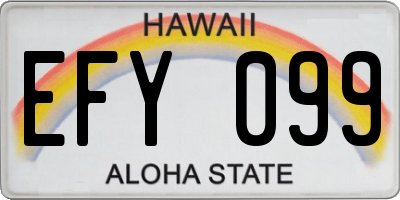 HI license plate EFY099