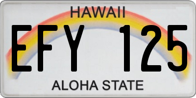 HI license plate EFY125