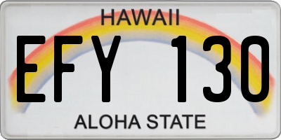 HI license plate EFY130