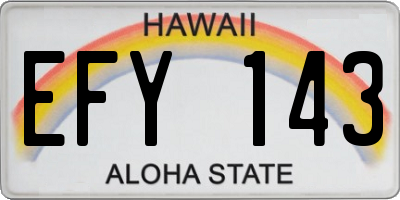 HI license plate EFY143