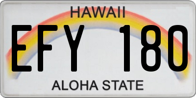 HI license plate EFY180
