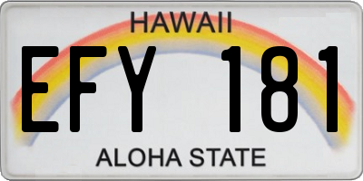 HI license plate EFY181