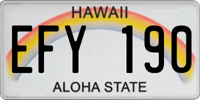 HI license plate EFY190