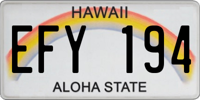 HI license plate EFY194