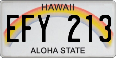HI license plate EFY213