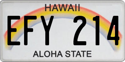HI license plate EFY214