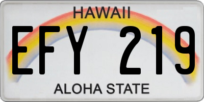HI license plate EFY219