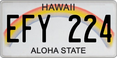 HI license plate EFY224