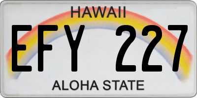 HI license plate EFY227