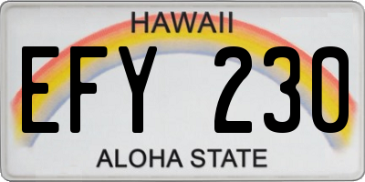 HI license plate EFY230